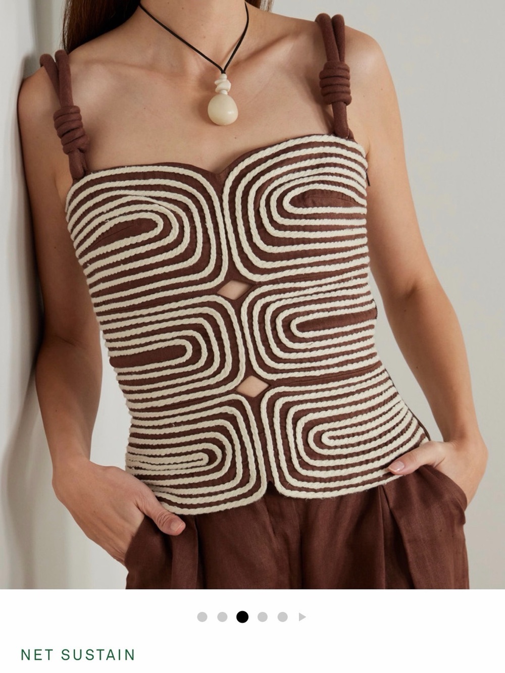 Marea knotted linen top in brown NWT